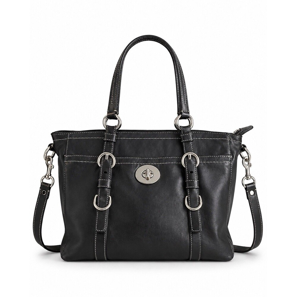 Coach Chelsea F14015 Black Leather Satchel Tote Shoulder Crossbody Bag